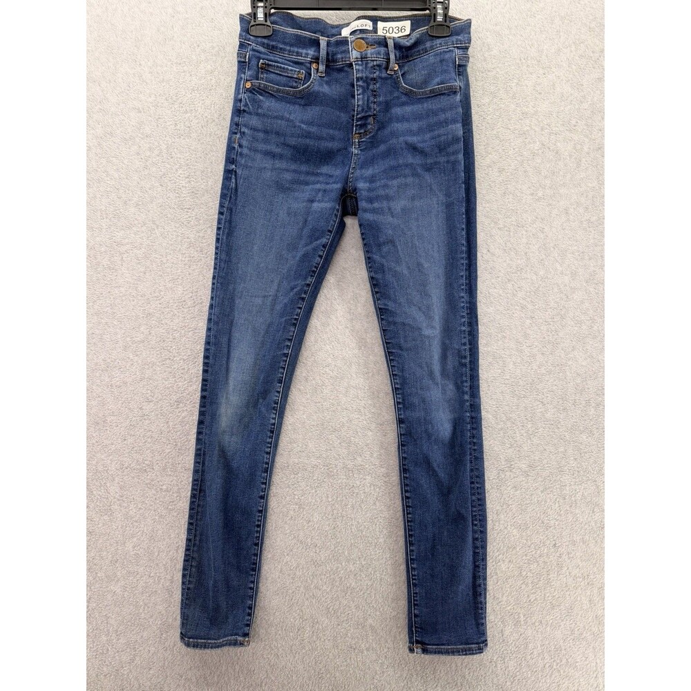 LOFT Women's Blue Denim Skinny Jeans Mid Rise Slim Fit Size 27 Stretch
